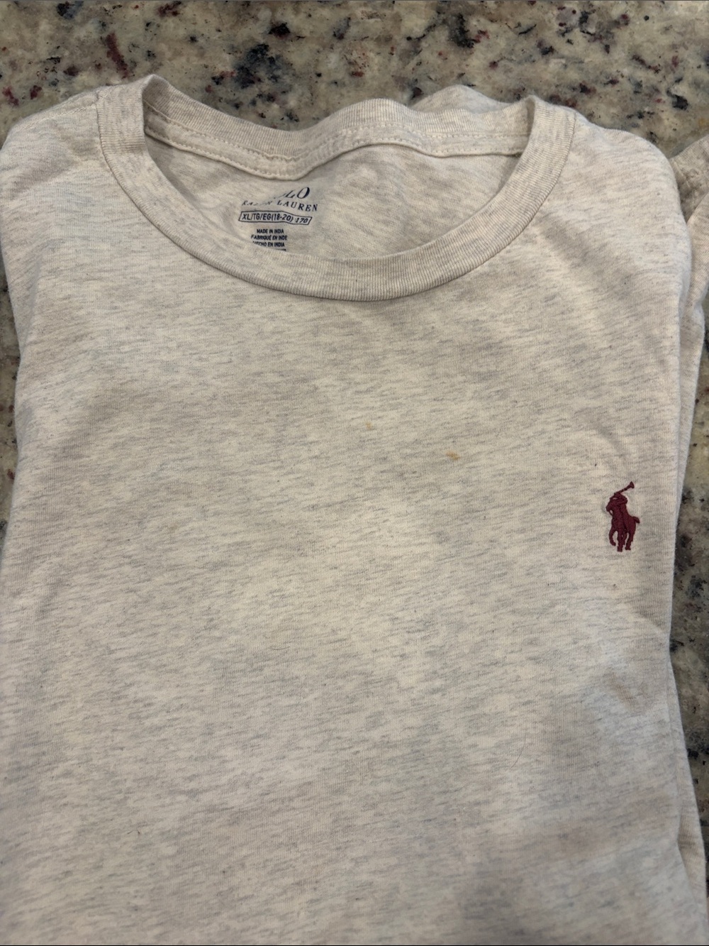 Polo by Ralph Lauren Heather Gray Long Sleeve Tee with Burgundy Pony
